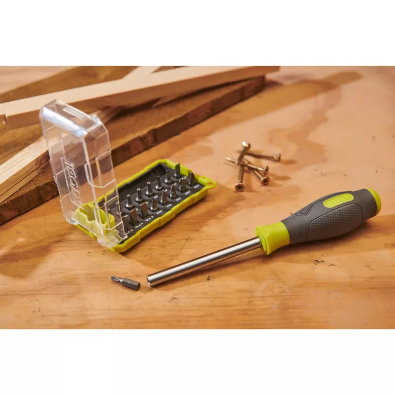 RYOBI Schraubendreher RSD17PCS, mit 17-teiligem Bit-Set (Grün/Grau)