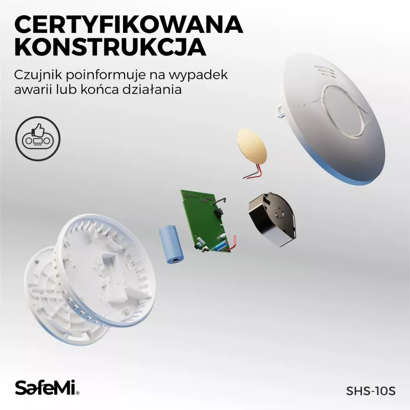 SAFEMI SHS-10S Rauchmelder - Fotoelektrisch, 10 Jahre eingebaute Batterie, 5 Jahre Garantie