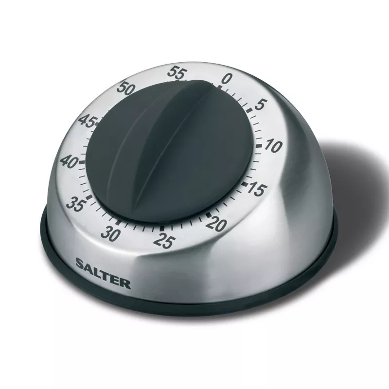 Salter 338 SSBKXR15 Edelstahl Mechanischer Timer - 60-Minuten Aufzieh-Timer mit akustischem Signal, Silber