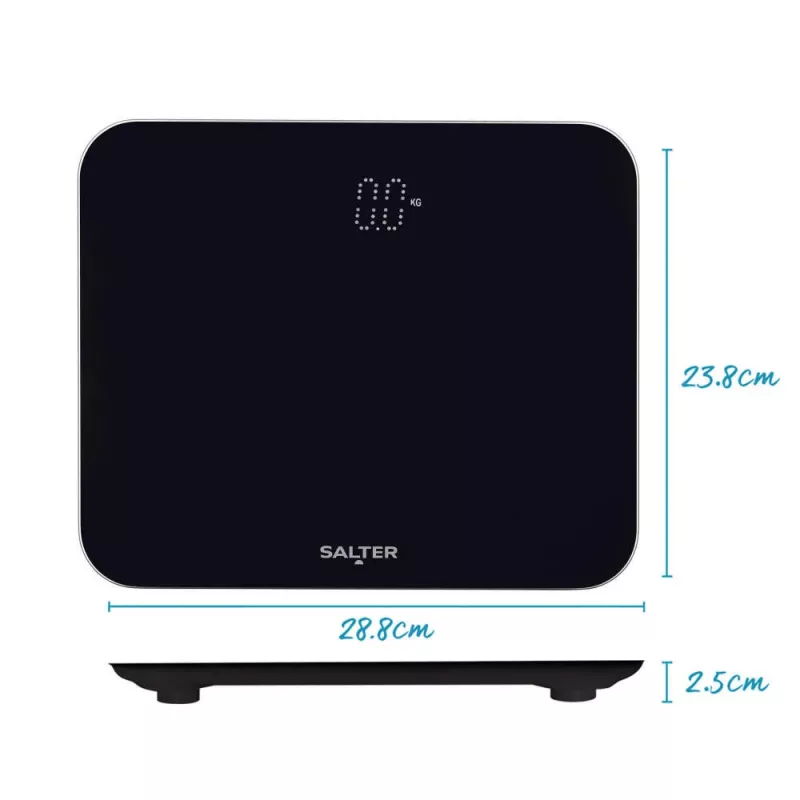 Salter 9204 BFEU12 Phantom Elektronische Küchenwaage, Schwarz, 5 kg Kapazität, 1 g Teilung, LCD-Anzeige, gehärtete Glasplattform