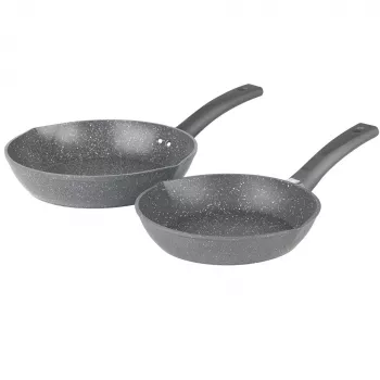 Salter BW09071AR Easy Pour 2-teiliges Bratpfannen-Set - 20cm & 24cm, geschmiedetes Aluminium, PFOA-freie Antihaftbeschichtung, induktionsgeeignet, Schwarz/Grau