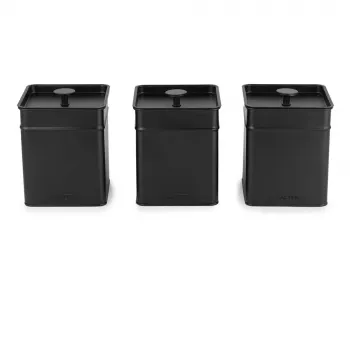 Salter BW124571EU7 Kuro 3-teiliges Vorratsdosen-Set – Schwarz, Bambusdeckel, luftdicht
