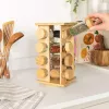 Salter BW127771 Bamboo Rotating Spice Rack mit 16 Glasbehältern