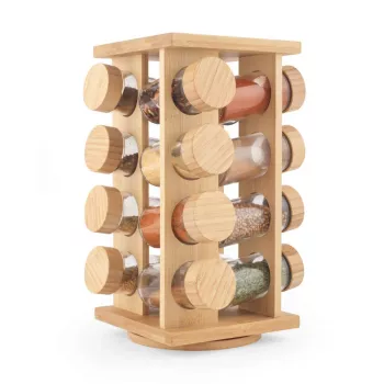 Salter BW127771 Bamboo Rotating Spice Rack mit 16 Glasbehältern