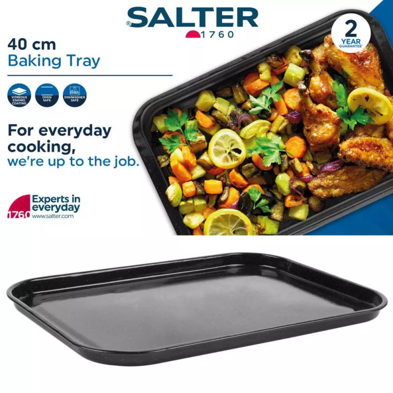 Salter BW12813EU7 40cm Backblech - Megastone Antihaft-Kohlenstoffstahl, Anthrazitgrau