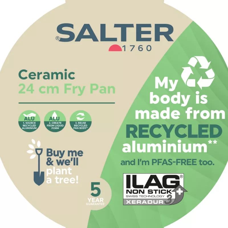 Salter BW12871EU7 Keramik-Bratpfanne 24 cm - Anthrazitgrau, induktionsgeeignet, antihaftbeschichtet