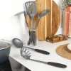 Salter BW13601DU Excellence 5-teiliges Küchenutensilien-Set mit Drehständer, Schwarz und Silber