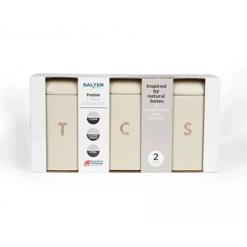 Salter BW13729OEU7 Pebble 3-teiliges Vorratsdosen-Set Stone, Beige