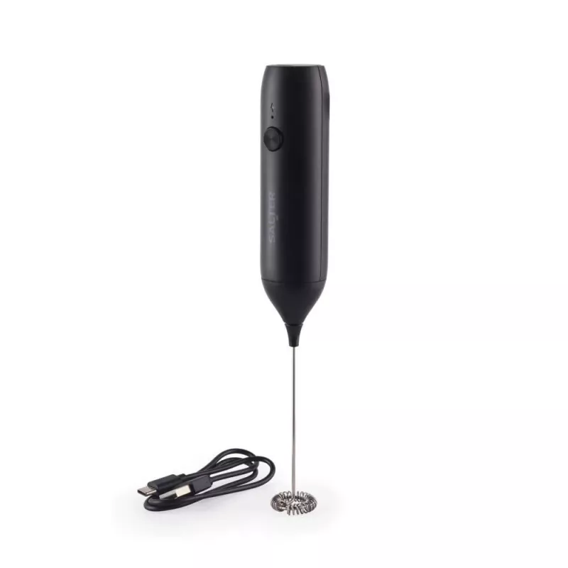 Salter BW14234 Wiederaufladbarer Milchaufschäumer, Schwarz