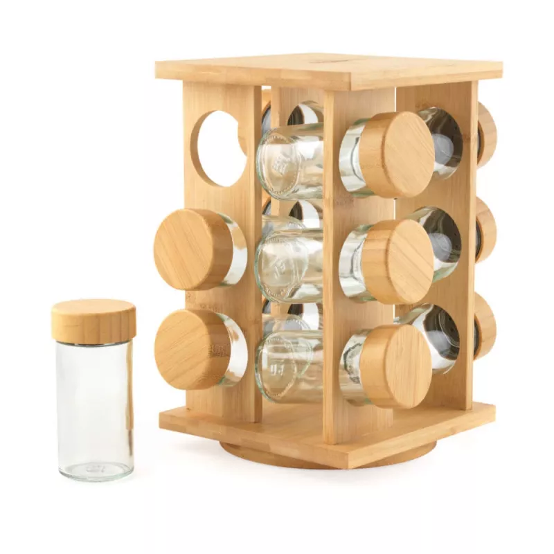Salter BW14238 Bamboo Rotating Spice Rack mit 16 Glasbehältern