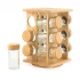 Salter BW14238 Bamboo Rotating Spice Rack mit 16 Glasbehältern