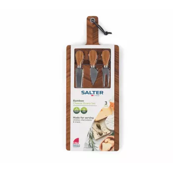 Salter BW14823 Bamboo Cheese Board mit 3-teiligem Messerset