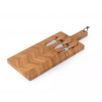 Salter BW14823 Bamboo Cheese Board mit 3-teiligem Messerset