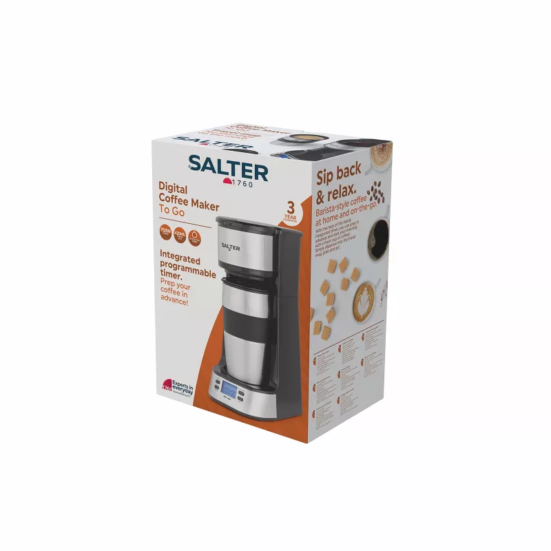 Salter EK2732FVDE Digital Coffee Maker - 1,5 l, 12 Tassen, Schwarz und Silber