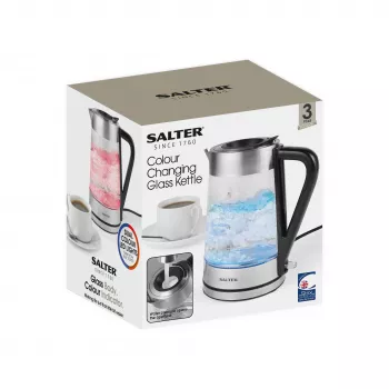 Salter EK5078SSFVDE Colour Changing Glass Kettle 1,7L 3000W