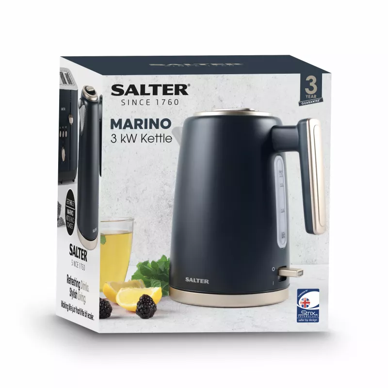 Salter EK5561BGRYFVDE Marino Rapid Boil Wasserkocher - 1,7 l, 3000 W, Edelstahl, Grau