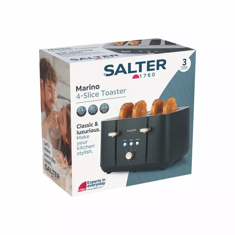 Salter EK5565BGRYFVDE Marino 4-Slice Toaster - Grau Edelstahl