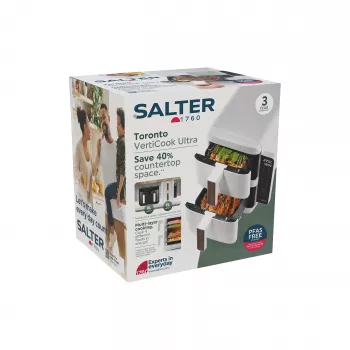 Salter EK6642VDE VertiCook Ultra Vertical Health Grill & Air Fryer, 1500 W, Schwarz & Silber