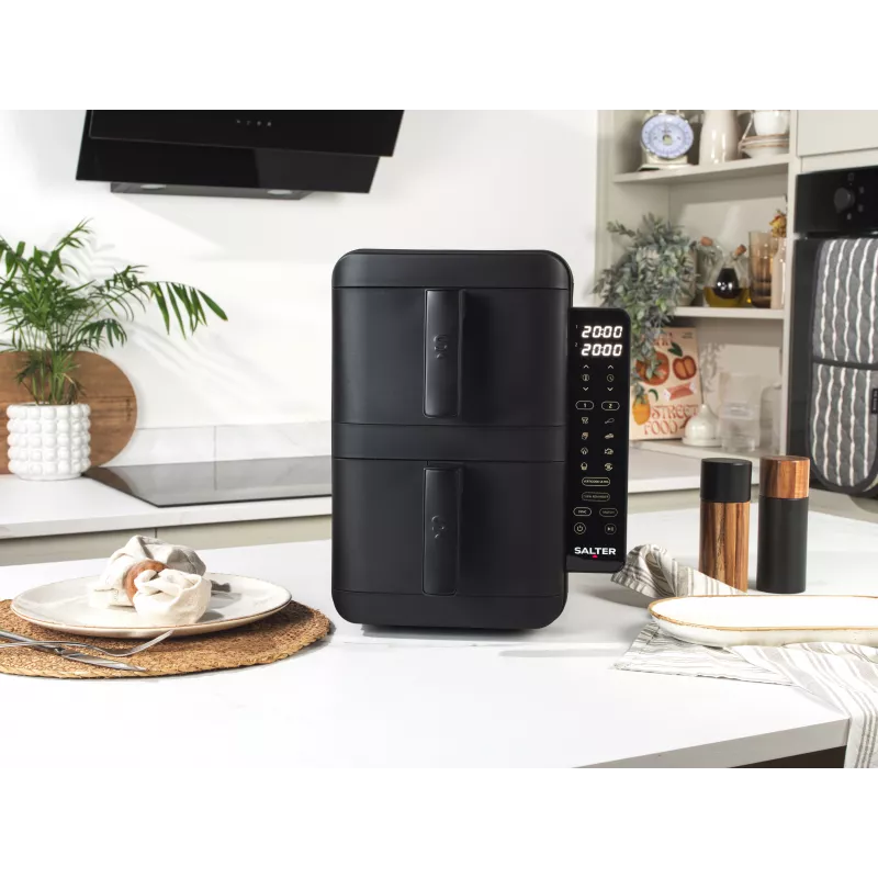 Salter EK6642VDE VertiCook Ultra Vertical Health Grill & Air Fryer, 1500 W, Schwarz & Silber