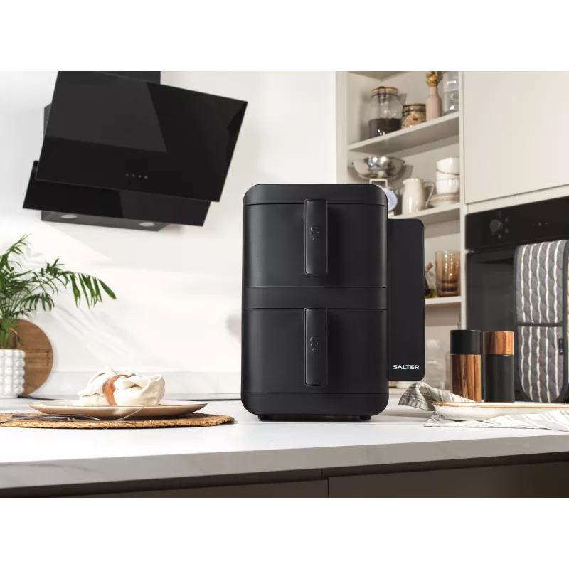 Salter EK6642VDE VertiCook Ultra Vertical Health Grill & Air Fryer, 1500 W, Schwarz & Silber