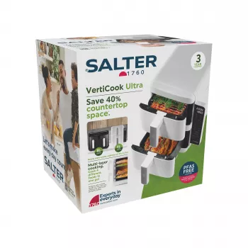 Salter EK6642WHTVDE VertiCook Ultra Heißluftfritteuse Backofen 11L 1800W Weiß