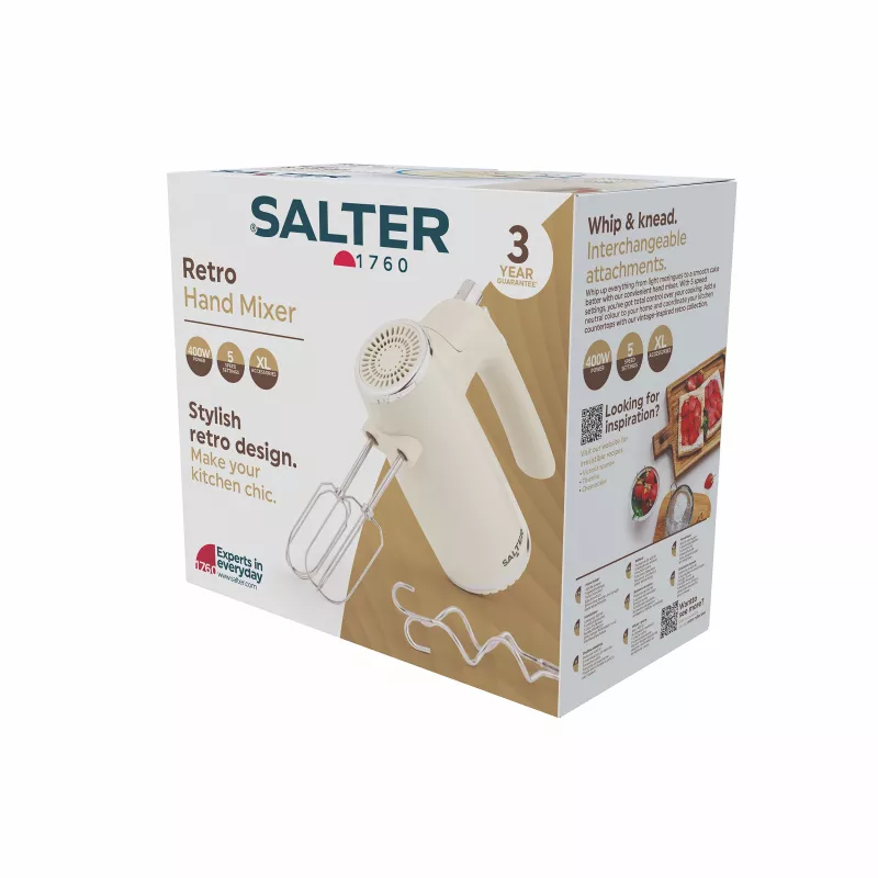 Salter EK6684CRMVDE Retro Hand Mixer 250W Cream