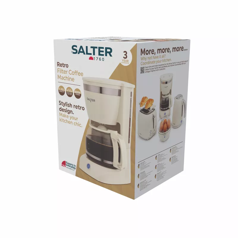 Salter EK6695CRMVDE Retro Filterkaffeemaschine 1,25 l 900 W Creme
