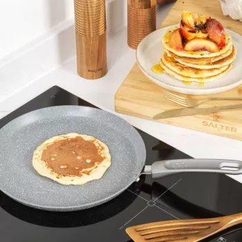 Salter Marblestone 25cm Pancake Pan - Ultra Non-Stick, Induction Compatible, Grey