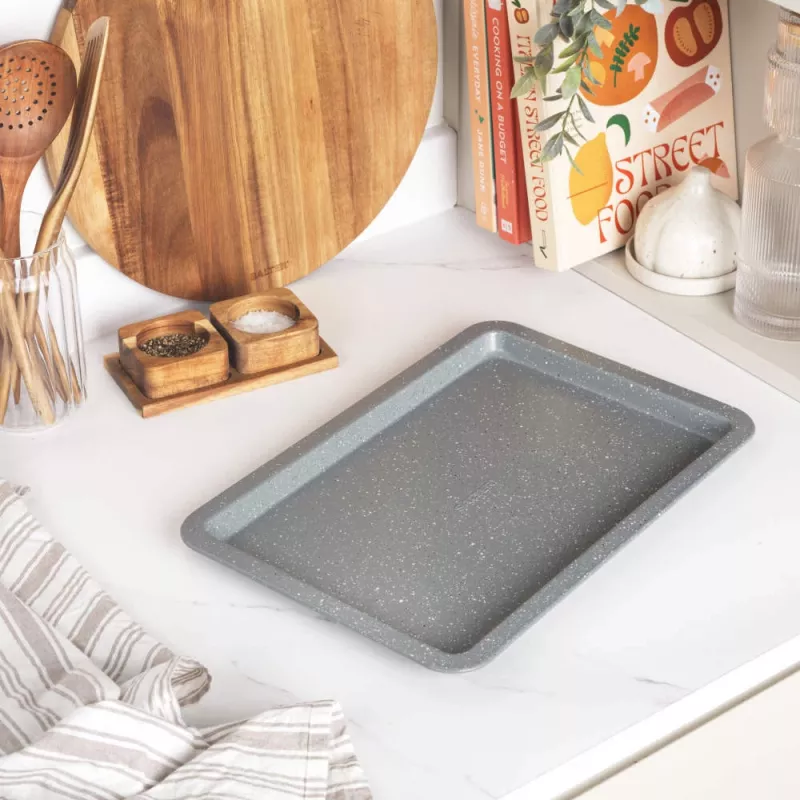 Salter Marblestone 37cm Backblech - Antihaft-Kohlenstoffstahl, grauer Marmorsteineffekt