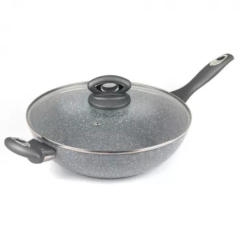 Salter Marblestone Wok 28cm Grau - Geschmiedetes Aluminium, antihaftbeschichtet, induktionsgeeignet