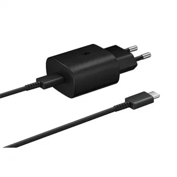Samsung 25W USB-C Super Fast Charging Wandladegerät-Set mit USB-C auf USB-C Kabel (1m) - Schwarz