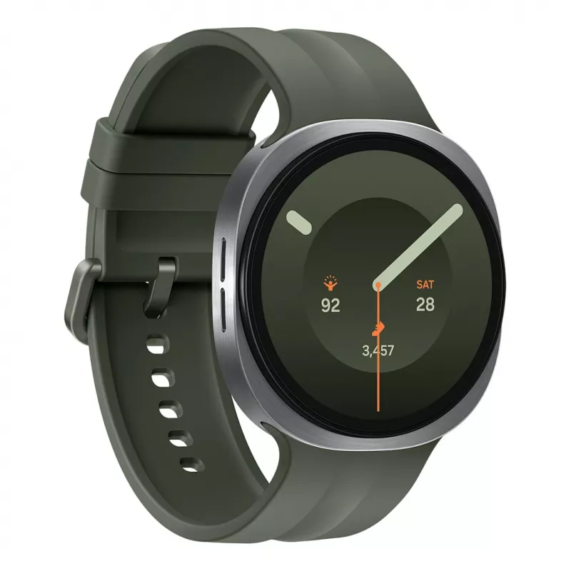 Samsung Galaxy Watch9 LTE 44 mm Silver Smartwatch mit Olive Sport Band M/L