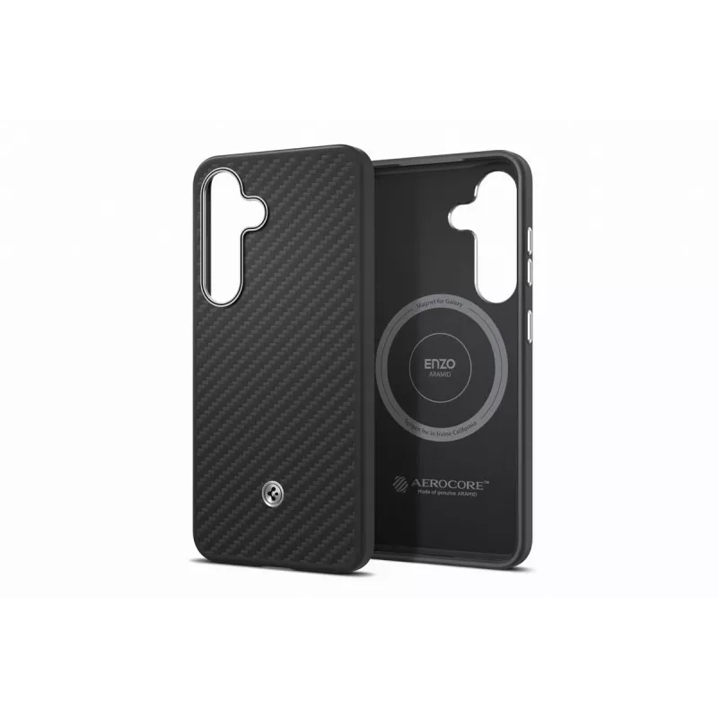 Samsung GP-FPS931PGABW Enzo Aramid Case für Samsung Galaxy S25, Schwarz Silber