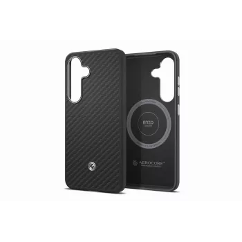 Samsung GP-FPS936PGABW Enzo Aramid Case für Galaxy S25 Plus, Schwarz Silber