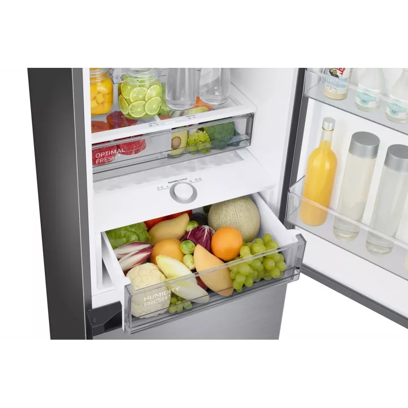 Samsung RB38C7B6BS9/EF Kühl-Gefrierkombination mit Gefrierteil unten, 390L Gesamtvolumen, No Frost, Digital Inverter Kompressor, Edelstahl-Look, Wi-Fi SmartThings