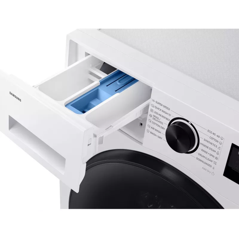 Samsung WD90HG5U34BELE Waschmaschine mit Trockner, 9 kg Waschen / 6 kg Trocknen, 1400 U/min, Weiß