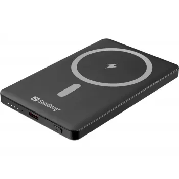 Sandberg Magnet Powerbank 5000 Saver - 5000 mAh, 20W Power Delivery, Schwarz
