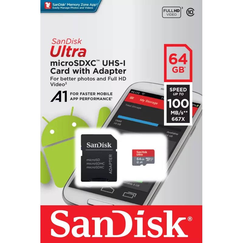 SanDisk Ultra 128GB microSDXC Speicherkarte mit SD-Adapter