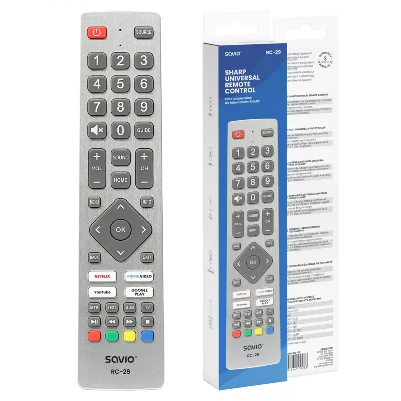 SAVIO RC-29 Universal-Fernbedienung für SHARP-Fernseher
