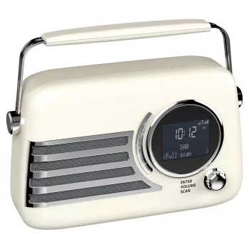 SAVIO RS-04 tragbares DAB+ FM-Radio mit wiederaufladbarem Akku, LCD-Display, Dual-Alarm, Schwarz