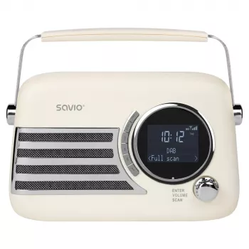 SAVIO RS-04 tragbares DAB+ FM-Radio mit wiederaufladbarem Akku, LCD-Display, Dual-Alarm, Schwarz