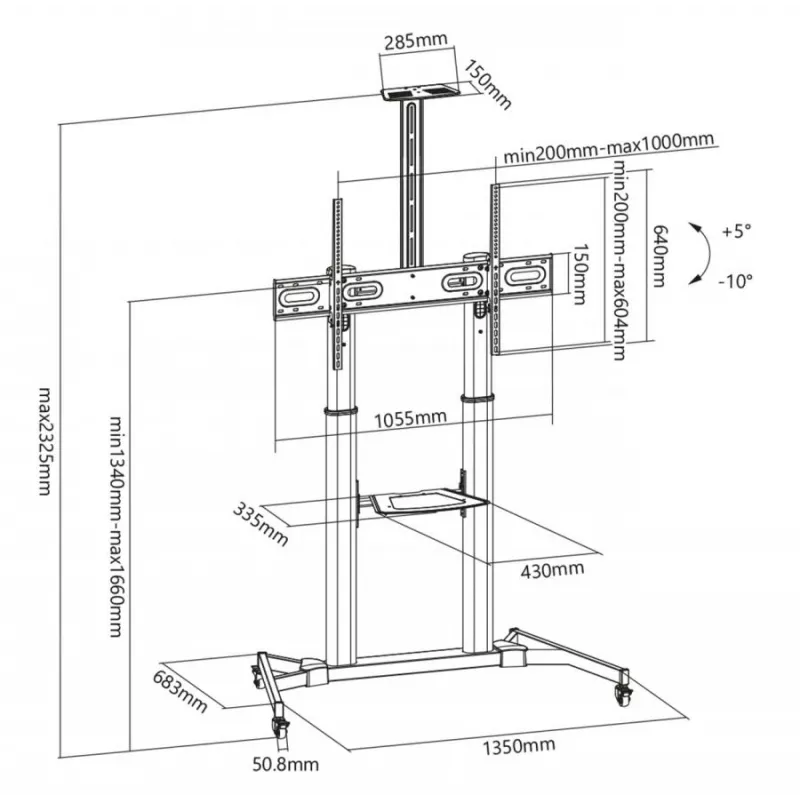 SBOX FS-3610 Bodenständer für ultra-große LED-Fernseher 60-100 100kg