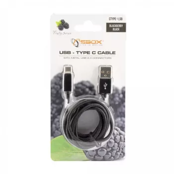 SBOX USB-TYPEC-15B USB-A auf USB-C Kabel 1,5 m Blackberry Black