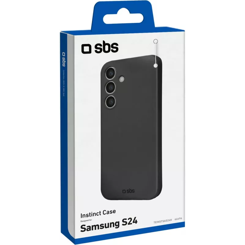 SBS Instinct Hülle für Samsung Galaxy S24 – Schwarze TPU-Rückseitenabdeckung, stoßfest, Kratzschutz, kabelloses Laden kompatibel TEINSTSAS24K
