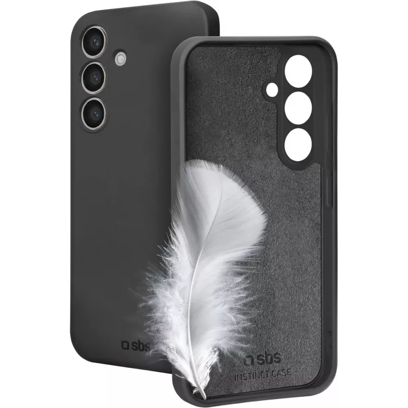 SBS Instinct Hülle für Samsung Galaxy S24 – Schwarze TPU-Rückseitenabdeckung, stoßfest, Kratzschutz, kabelloses Laden kompatibel TEINSTSAS24K