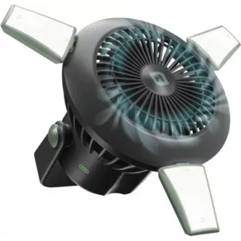SBS Tragbarer Ventilator mit 4000mAh Powerbank, LED-Licht und Solarladung
