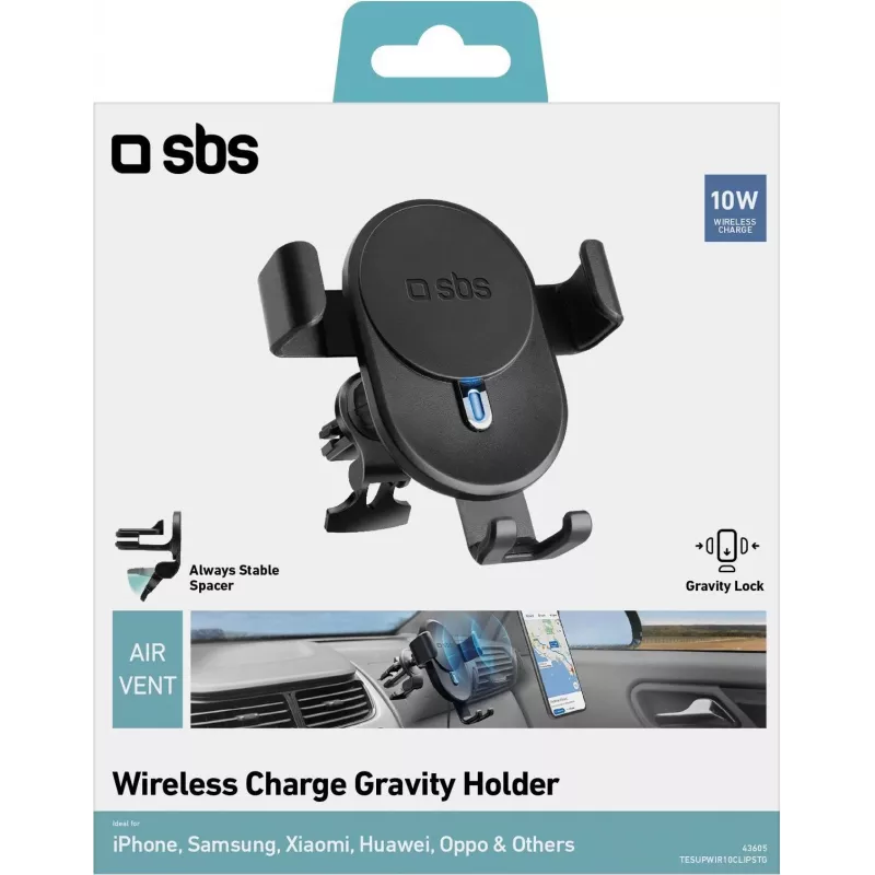 SBS TESUPWIR10CLIPSTG 10W Kabellose Auto-Ladehalterung - Schwarz