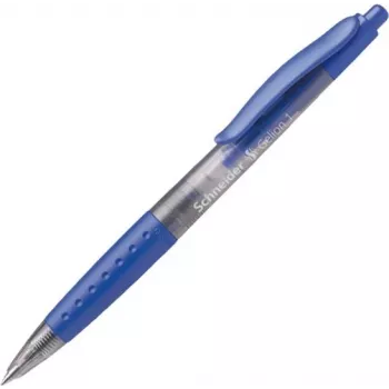Schneider Gelion 1 Druckkugelschreiber mit Klickmechanik - Blaue Tinte, Medium 1,0 mm, Transparentes blaues Gehäuse, Beidhändiger Griff 101003
