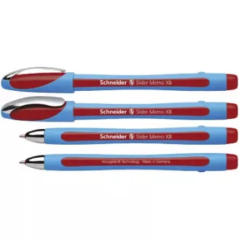 Schneider Slider Memo XB Kugelschreiber, Rot/Blau, Extrabreit 1,4 mm, Gummiert, Edelstahlspitze, 10er-Pack 150202