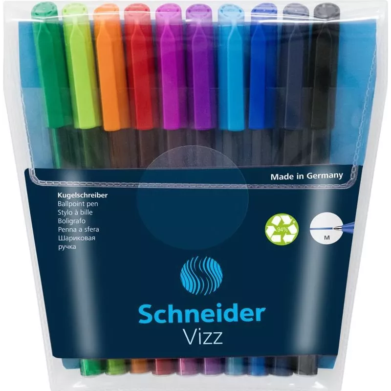 Schneider Vizz M Kugelschreiber Set mit 10 verschiedenen Farben Medium 102290
